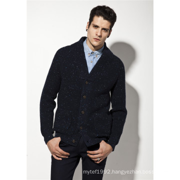 ODM Fancy Yarn Pure Colour Man Cardigan Sweater